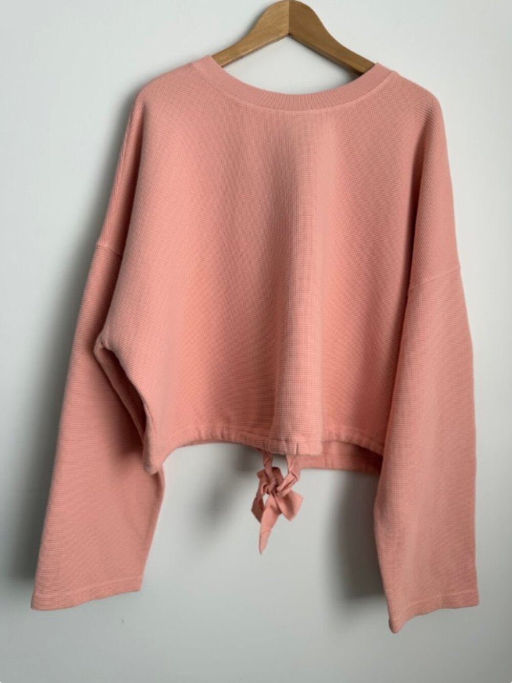 NWT Fabletics Anna Tie-Back Waffle Knit Cropped Pullover Sweatshirt Size (L)